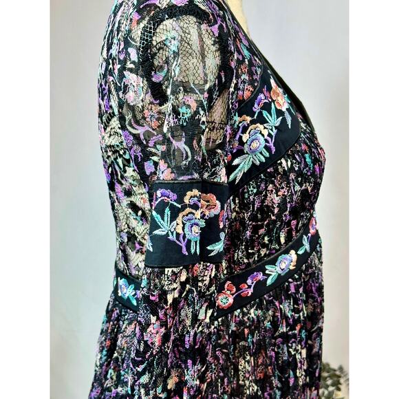 Free People Cherry Blossom Embroidered Mini Dress 6 - Picture 9 of 13